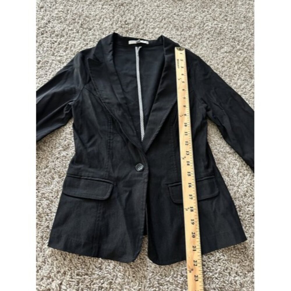 Papaya Basic Solid Black Roll Sleeve Single Butto… - image 8